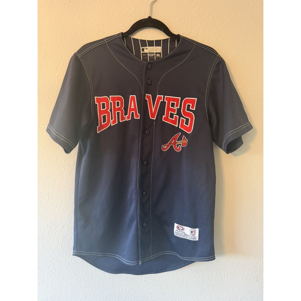 Atlanta Braves Baseball jersey Mens True Fan series Size Small Navy Blue
